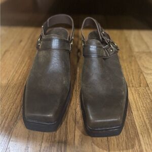 Jeffrey Campbell Brown Leather Mules